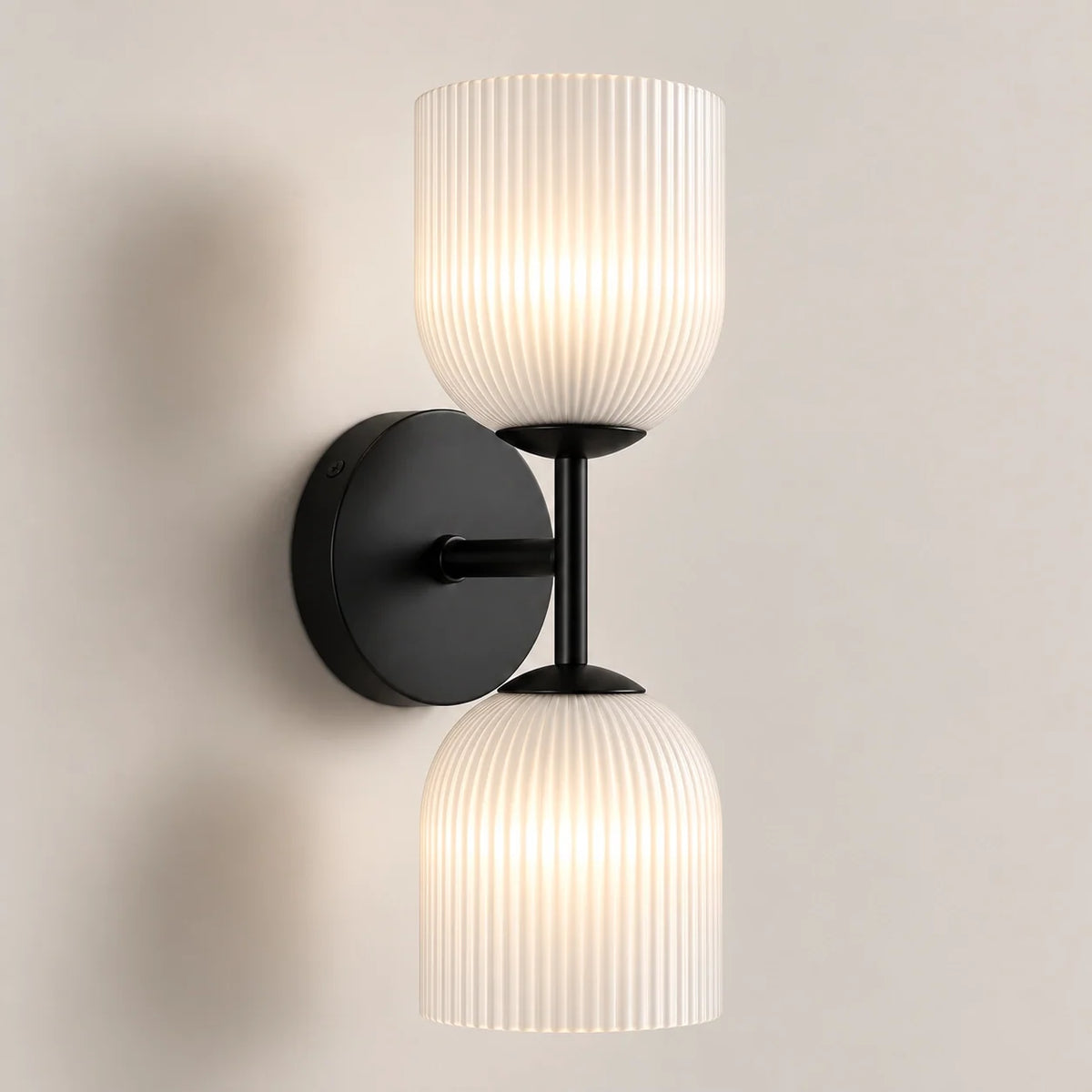 Ribbed Glass Wall Sconce, 1 to 3 Light Bathroom Wall Lamp