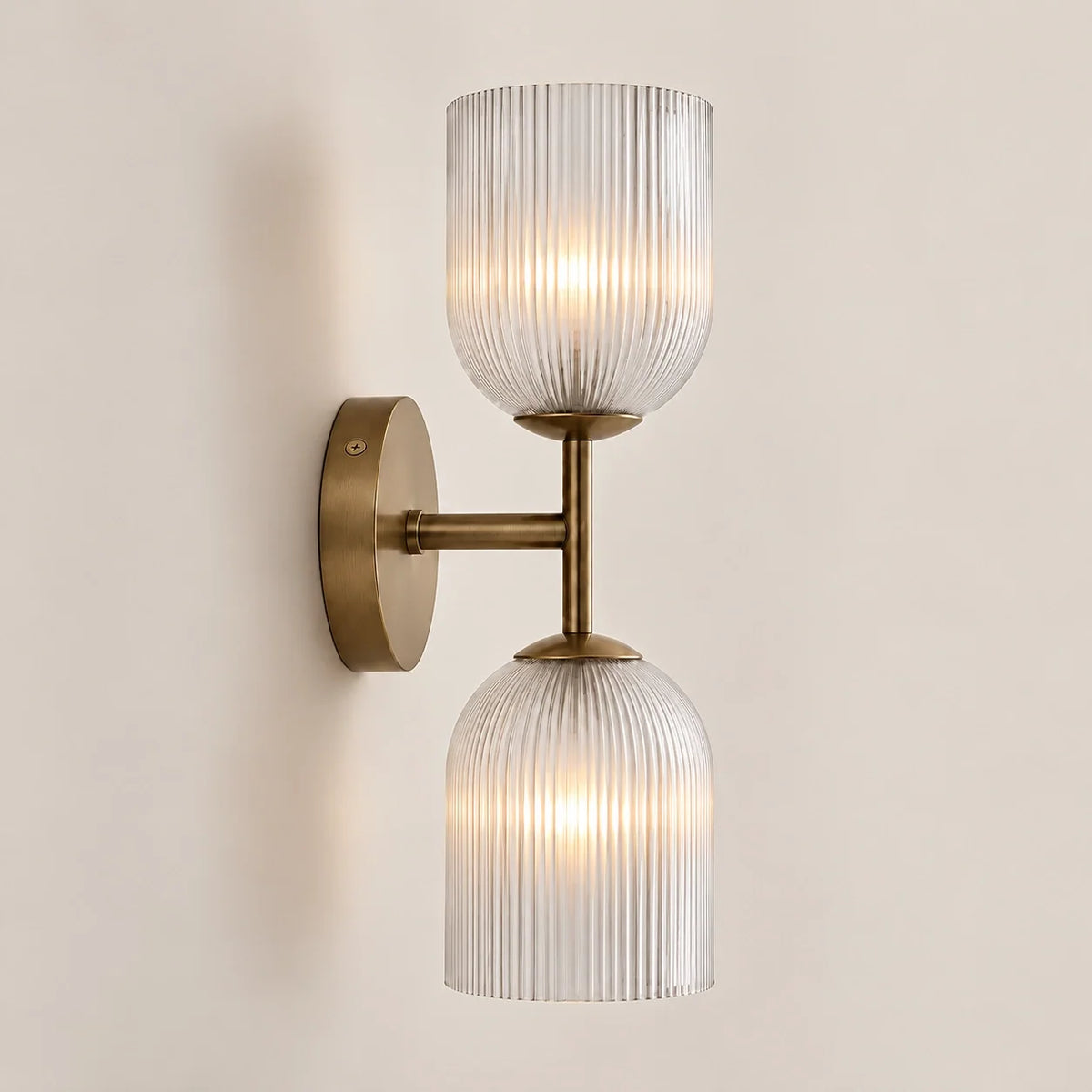 Ribbed Glass Wall Sconce, 1 to 3 Light Bathroom Wall Lamp