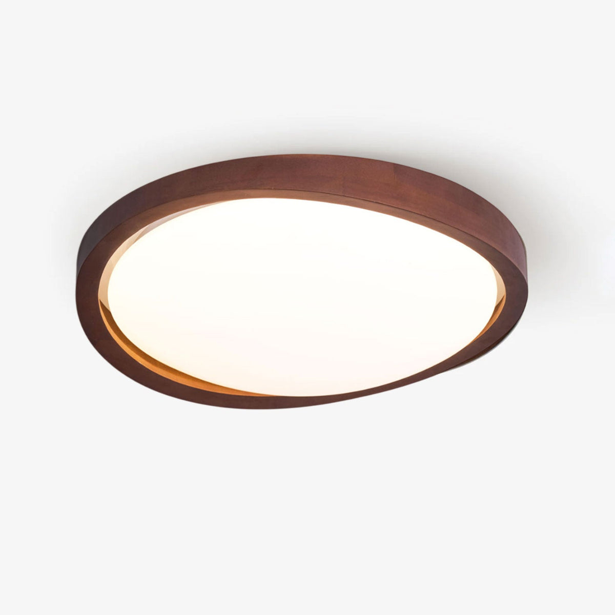 Walnut Flush Mount Ceiling Light, Curved Edge LED Lamp