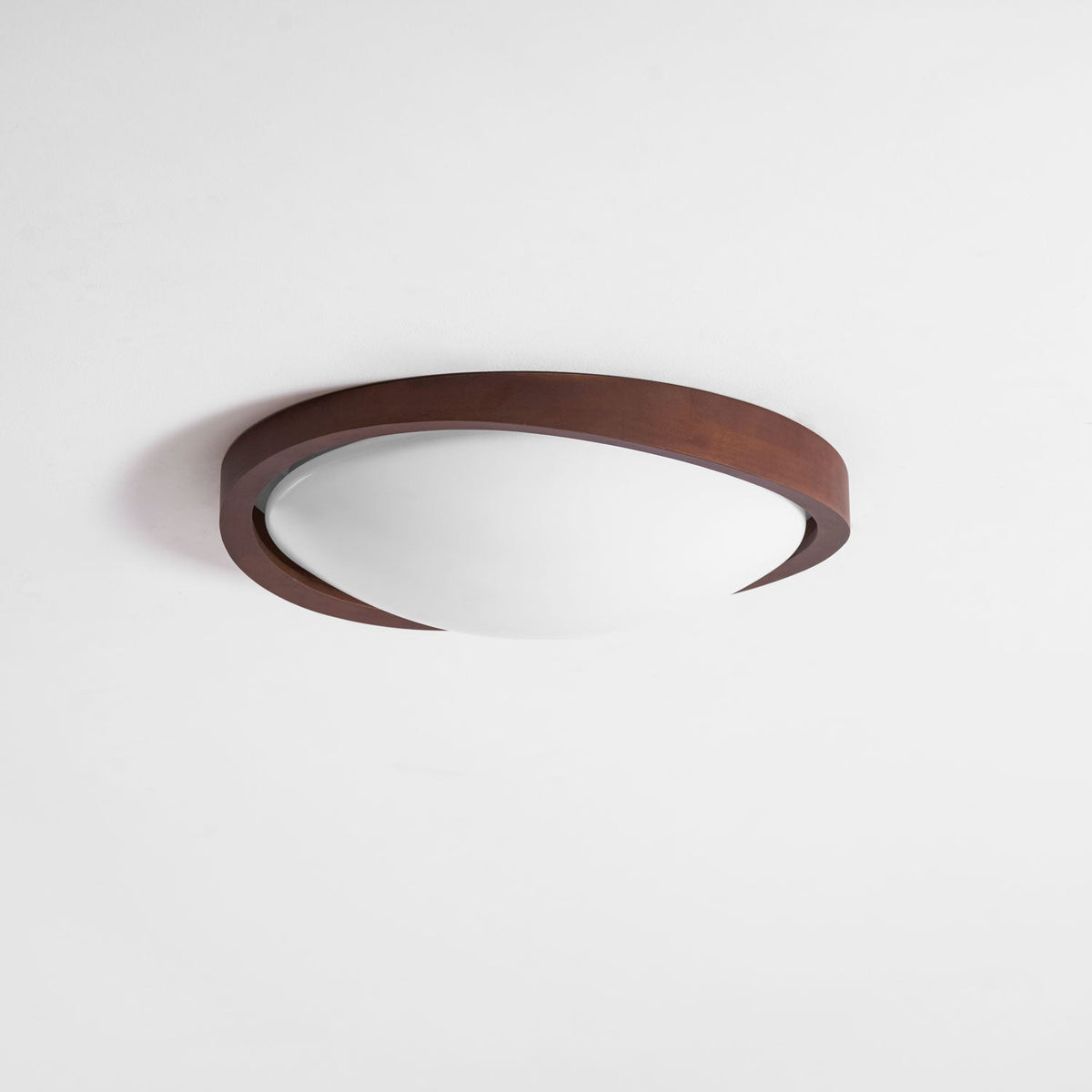Walnut Flush Mount Ceiling Light, Curved Edge LED Lamp