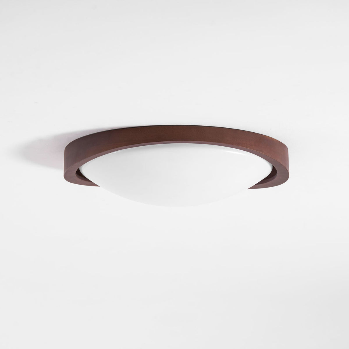 Walnut Flush Mount Ceiling Light, Curved Edge LED Lamp