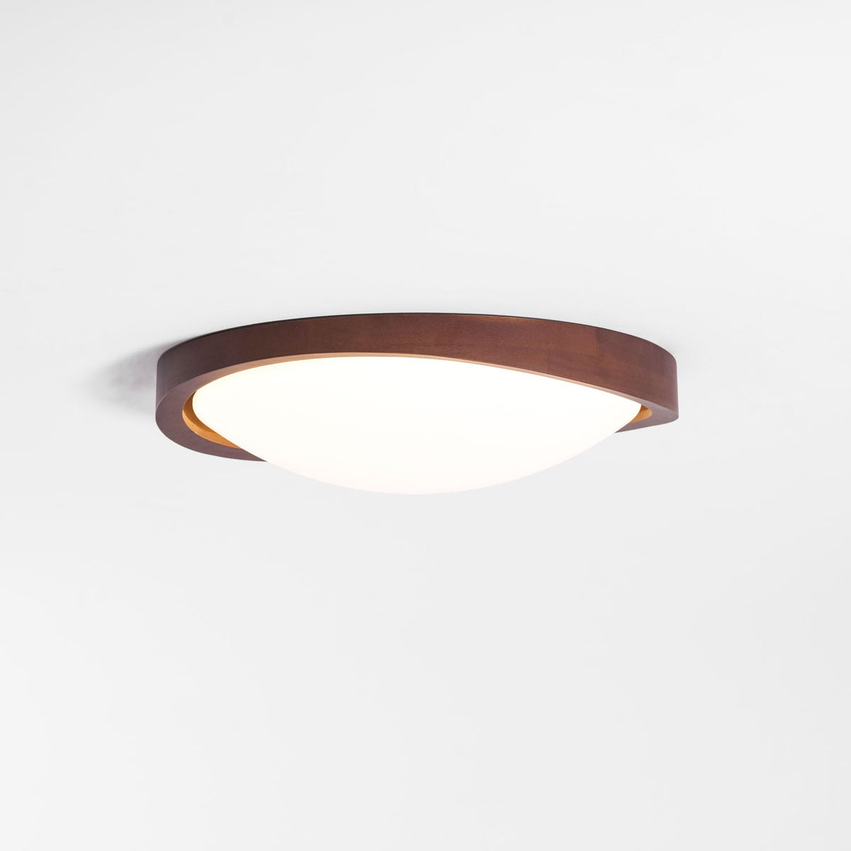 Walnut Flush Mount Ceiling Light, Curved Edge LED Lamp