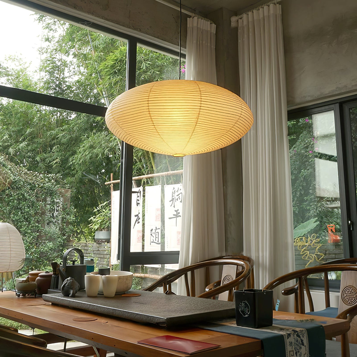 Washi Paper Lantern Pendant Light, Japandi Ceiling Lamp
