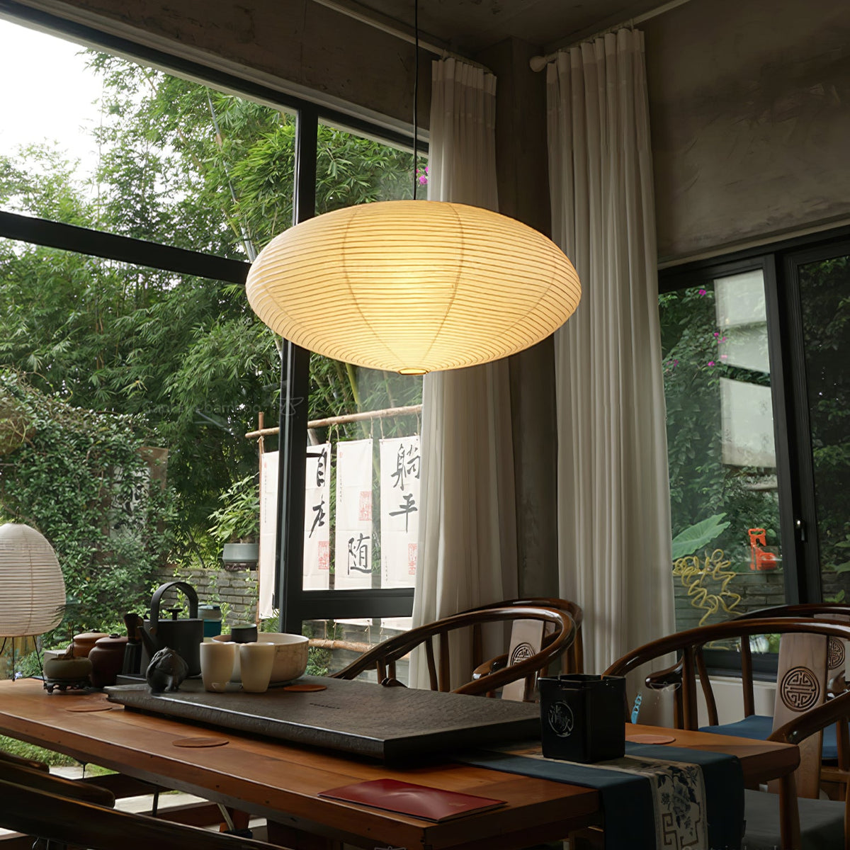 Washi Paper Lantern Pendant Light, Japandi Ceiling Lamp