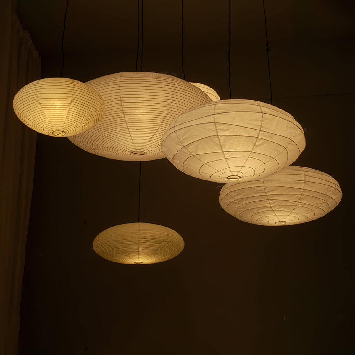 Washi Paper Lantern Pendant Light, Japandi Ceiling Lamp