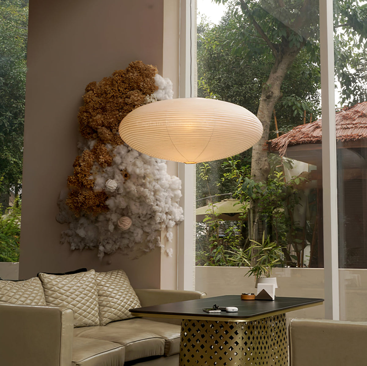 Washi Paper Lantern Pendant Light, Japandi Ceiling Lamp