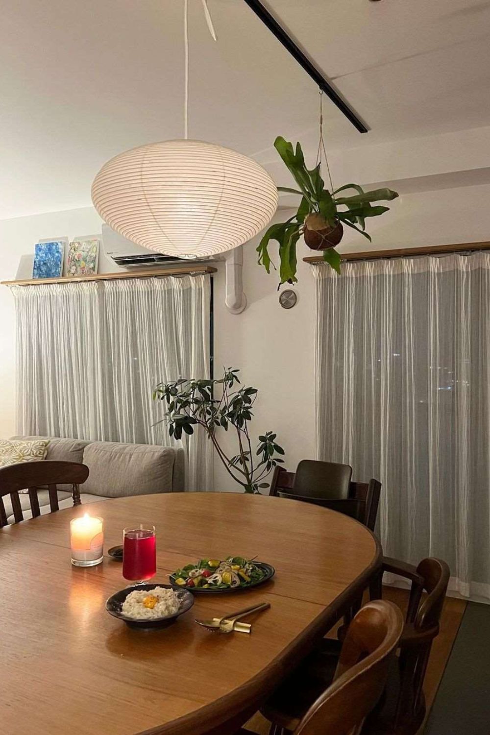 Washi Paper Lantern Pendant Light, Japandi Ceiling Lamp