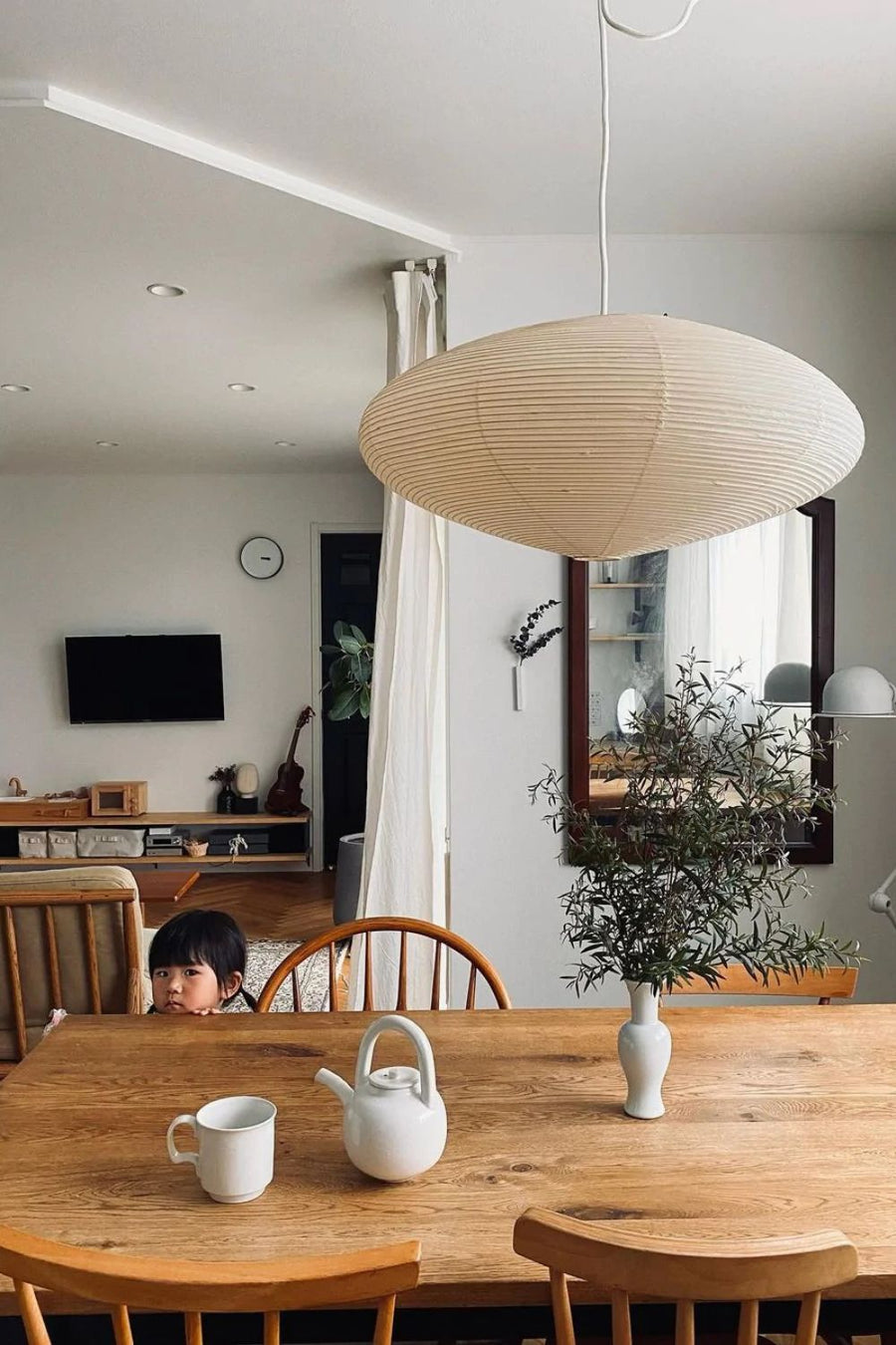 Washi Paper Lantern Pendant Light, Japandi Ceiling Lamp