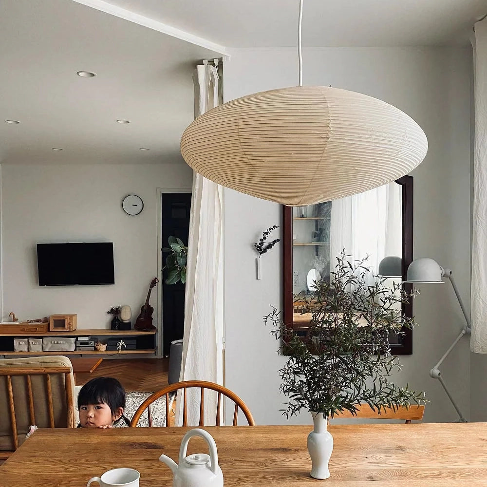 Washi Paper Lantern Pendant Light, Japandi Ceiling Lamp