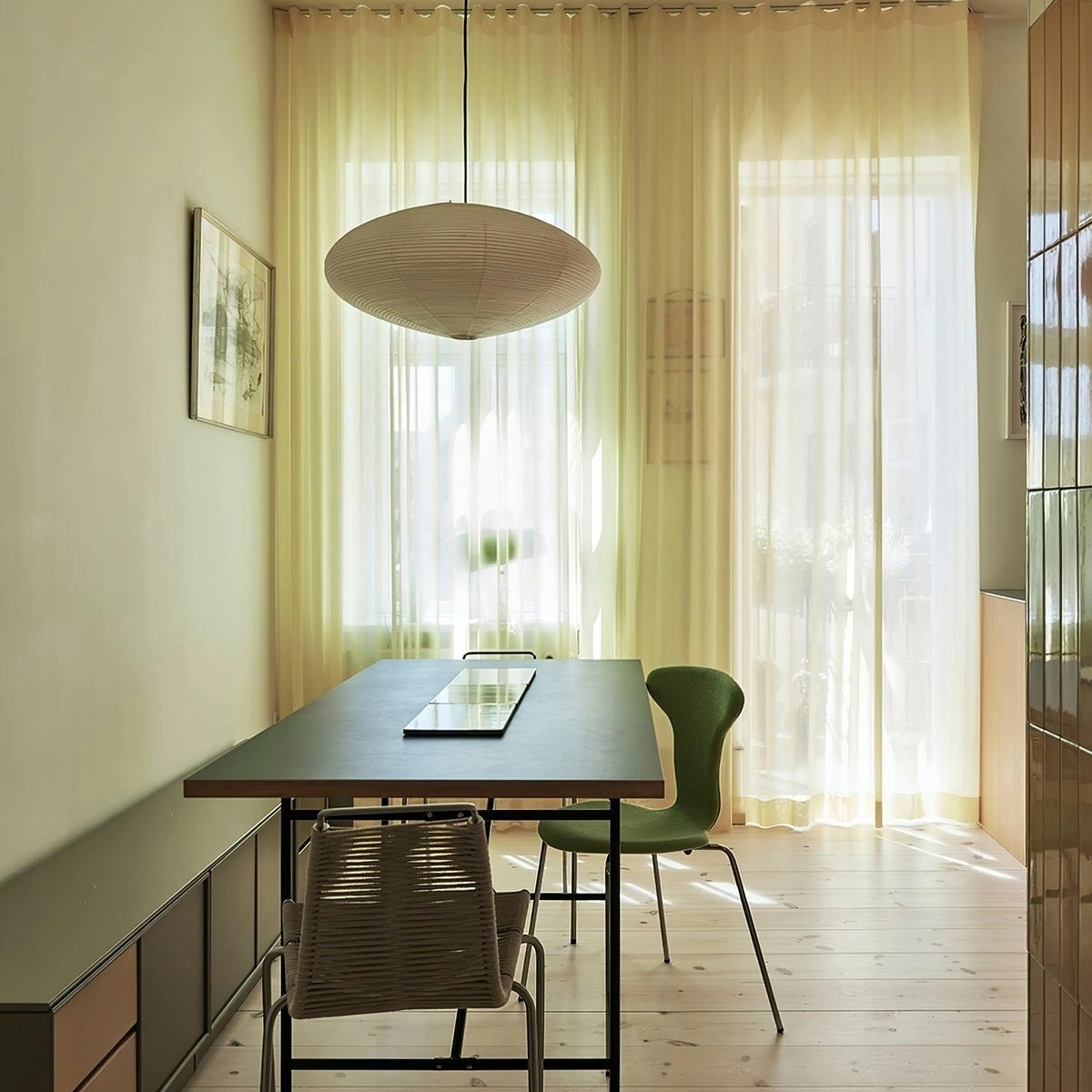 Washi Paper Lantern Pendant Light, Japandi Ceiling Lamp