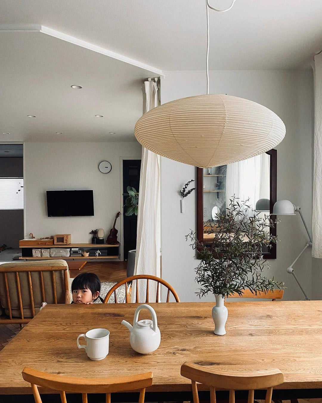 Washi Paper Lantern Pendant Light, Japandi Ceiling Lamp