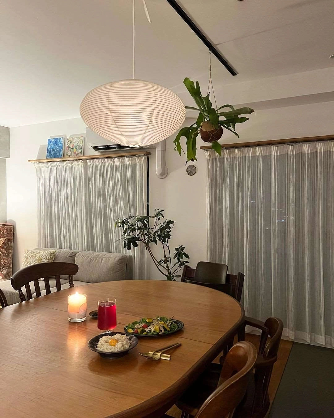 Washi Paper Lantern Pendant Light, Japandi Ceiling Lamp