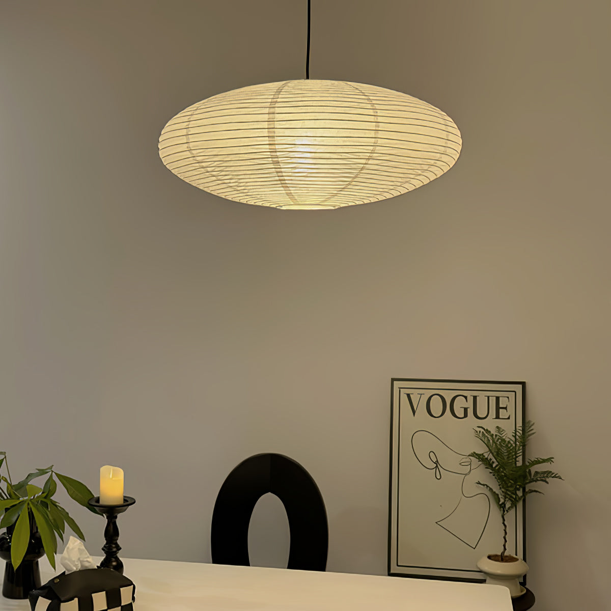 Washi Paper Lantern Pendant Light, Japandi Ceiling Lamp