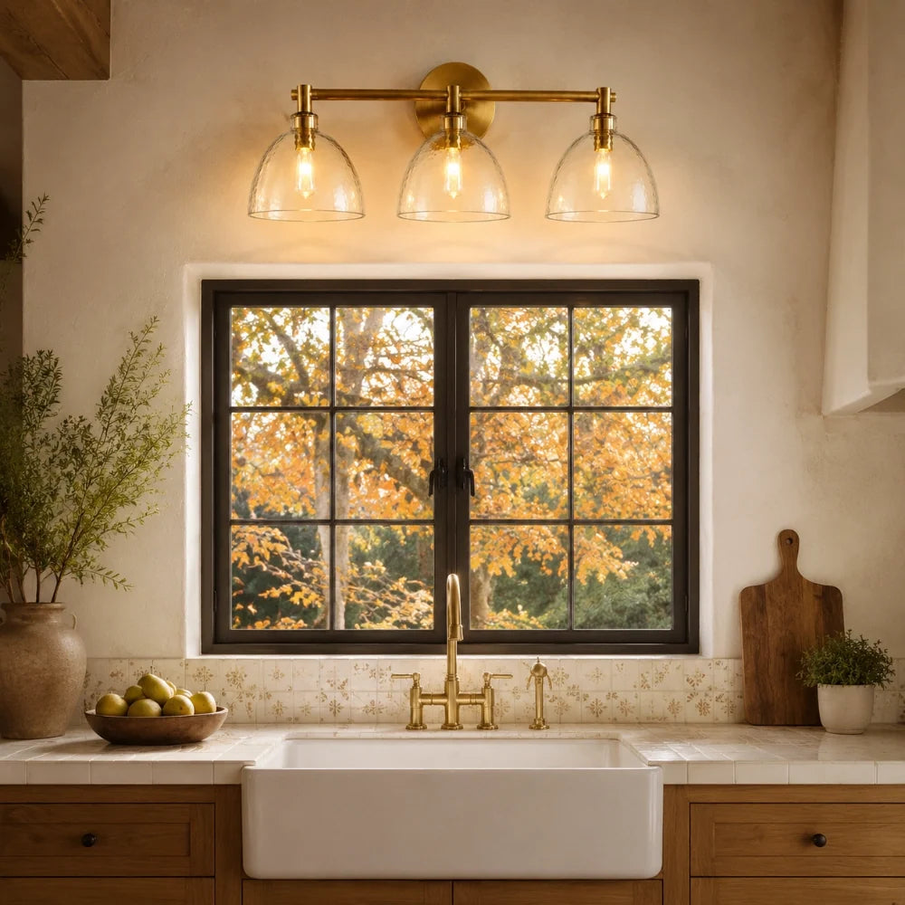 Glass Vanity Light, Hand-Blown Glass Wall Sconce, 1-3 Light