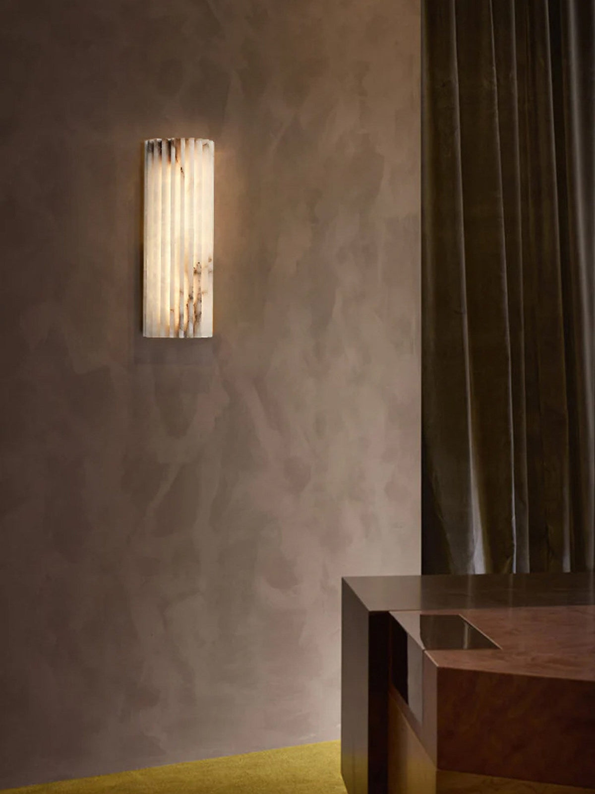 Ribbed Alabaster Wall Sconce, Dimmable LED Stone Wall Light