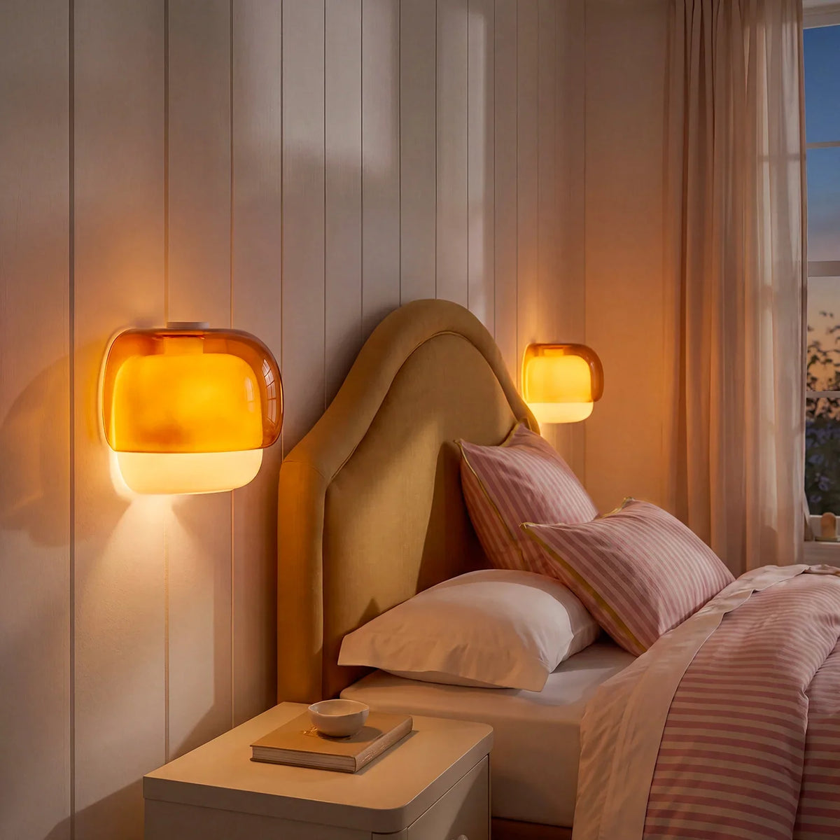 Bauhaus Mushroom Wall Sconce, Double Layer Colored Glass