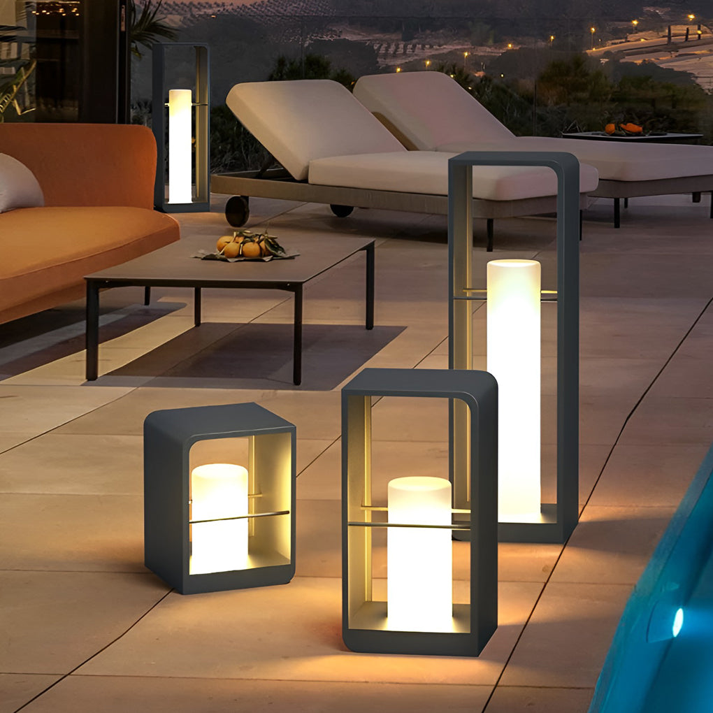 Outdoor Lantern Light, Solar or Hardwired Black Path Lamp