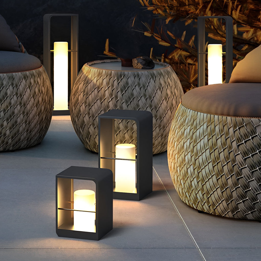 Outdoor Lantern Light, Solar or Hardwired Black Path Lamp