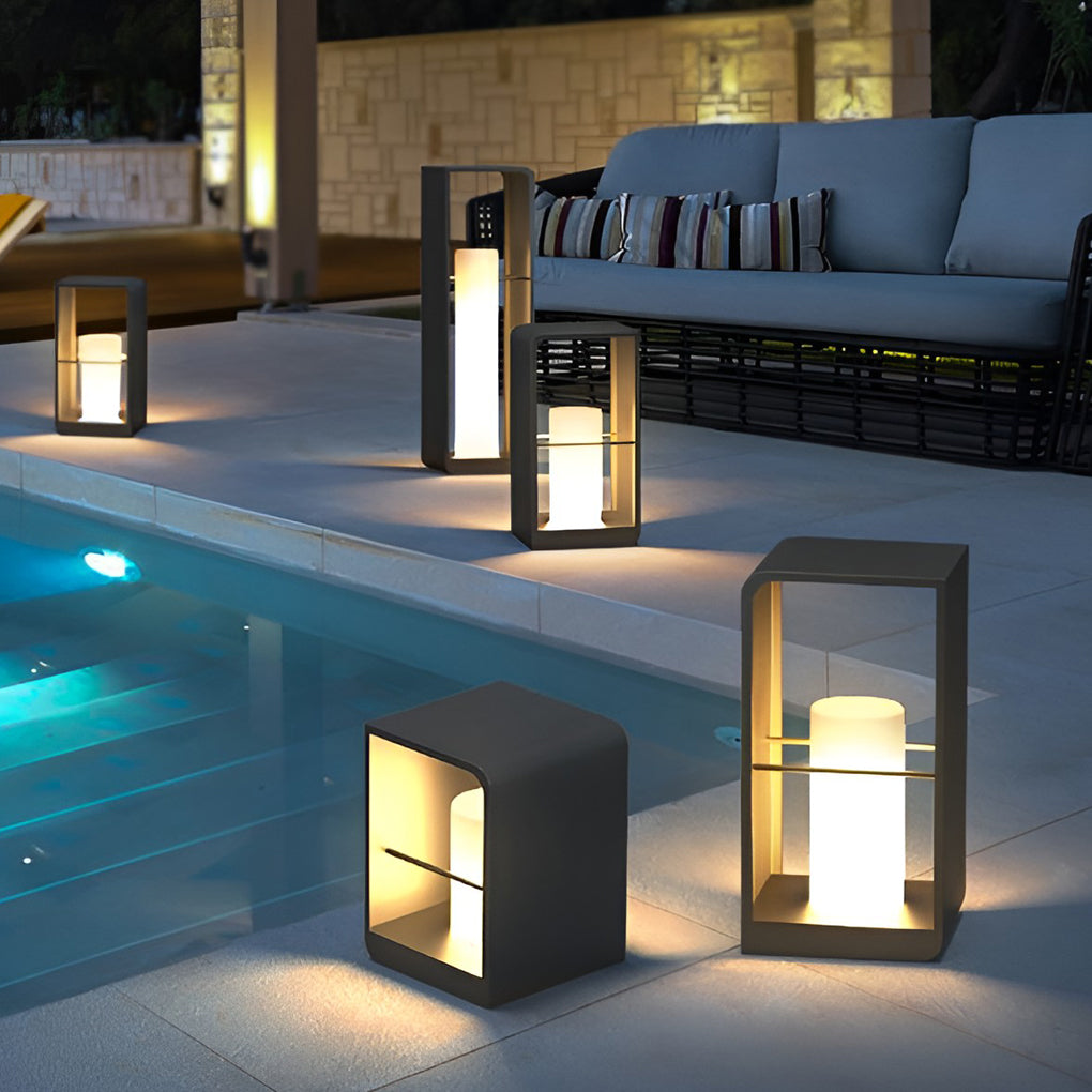 Outdoor Lantern Light, Solar or Hardwired Black Path Lamp