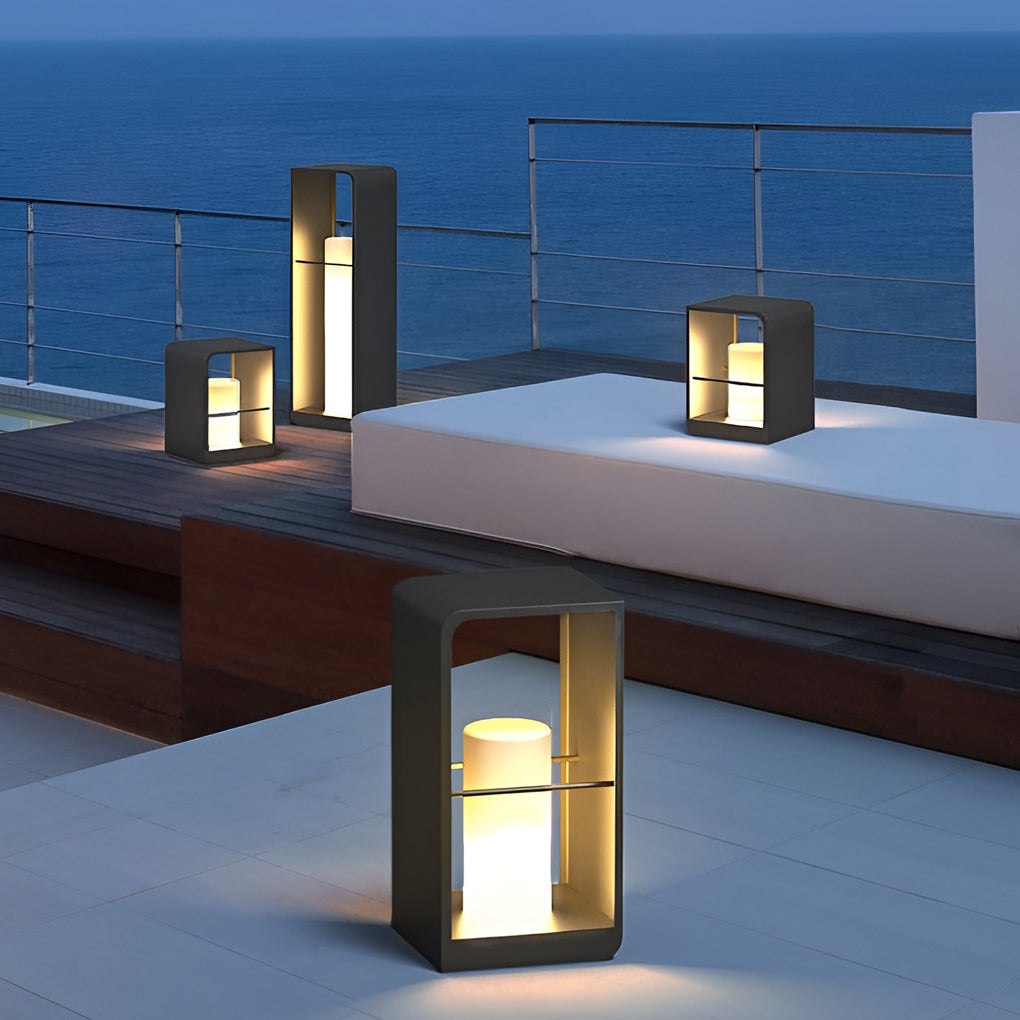 Outdoor Lantern Light, Solar or Hardwired Black Path Lamp