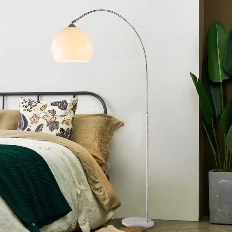 Chrome Arc Floor Lamp, Marble Base Over Sofa Reading Lamp
