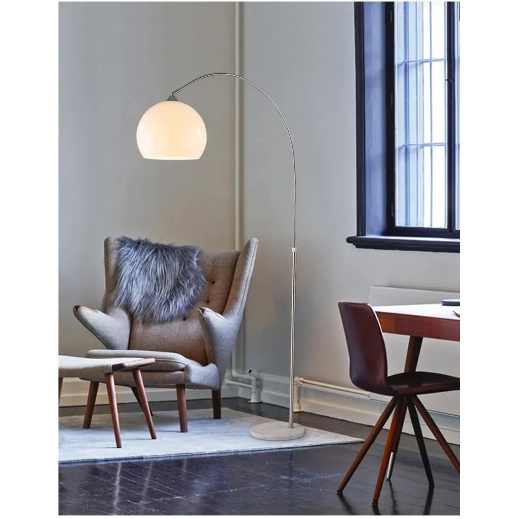 Chrome Arc Floor Lamp, Marble Base Over Sofa Reading Lamp