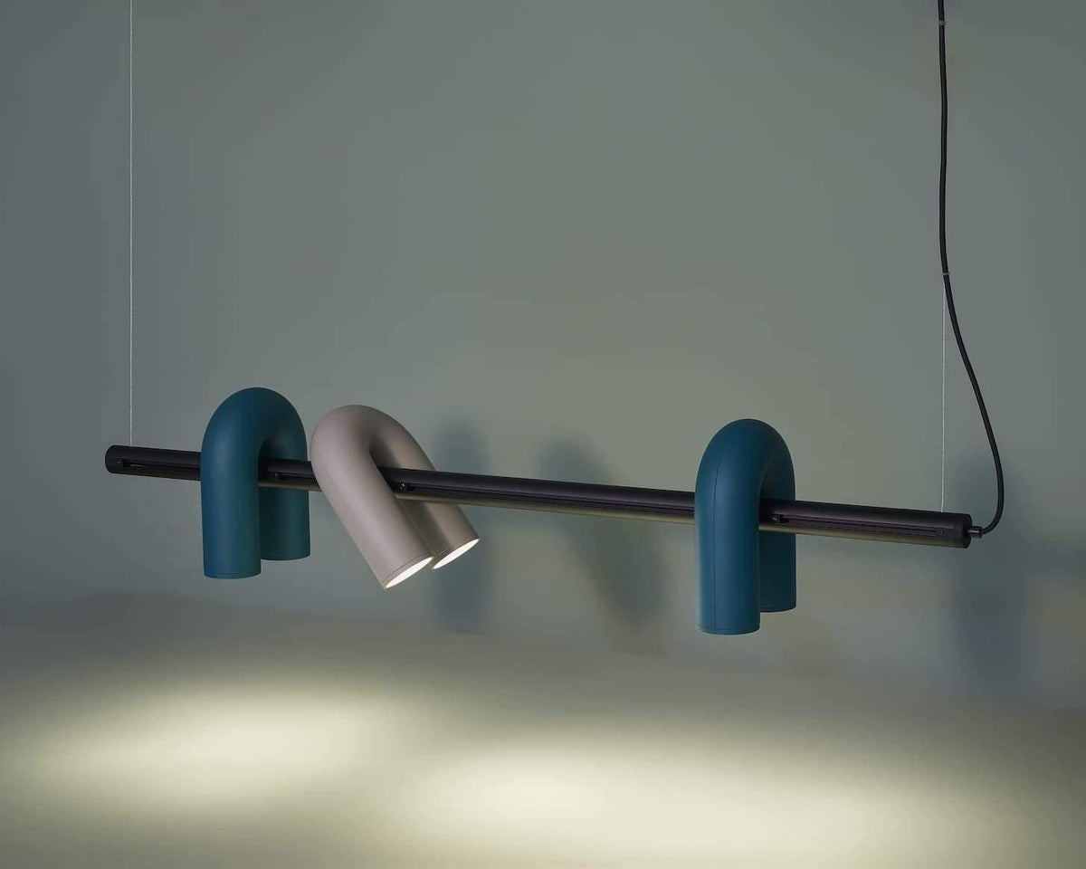 Bauhaus LED Chandelier, Colorful Modular U-Shape Heads
