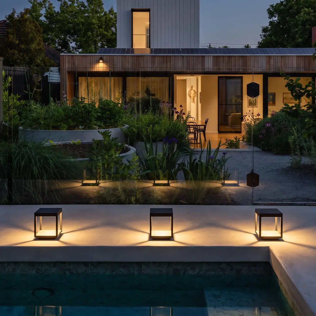 Open Frame Square Pillar Light, Solar or Hardwired Lantern