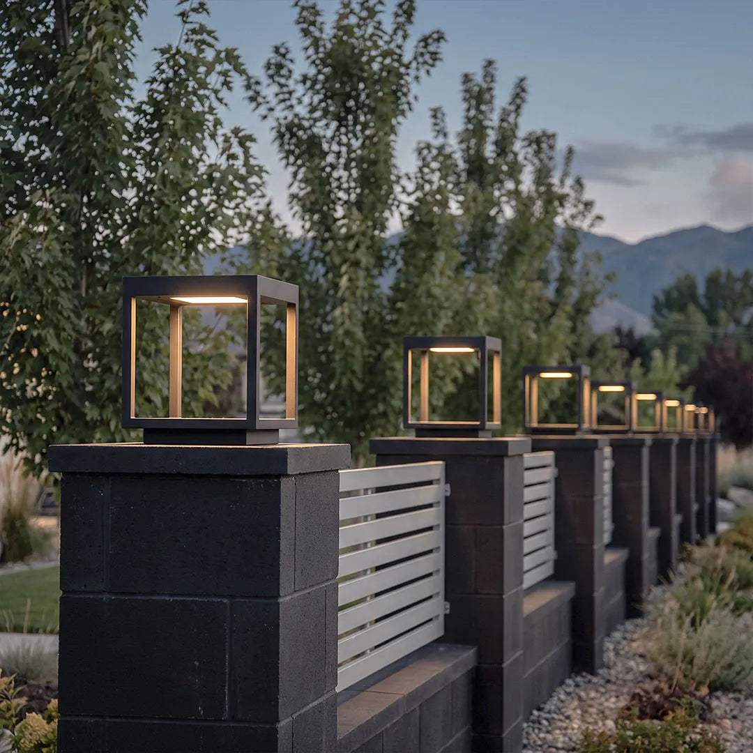 Open Frame Square Pillar Light, Solar or Hardwired Lantern