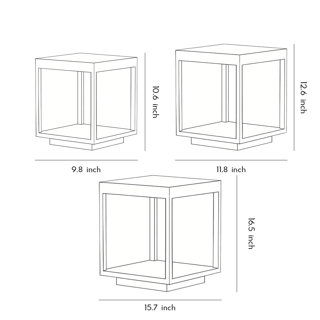 Open Frame Square Pillar Light, Solar or Hardwired Lantern