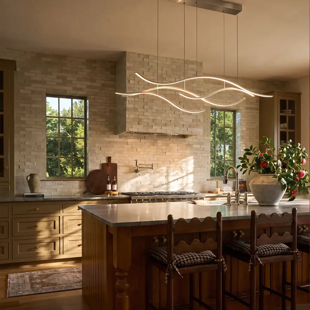 Wavy LED Pendant Light, Modern Kitchen Island Chandelier