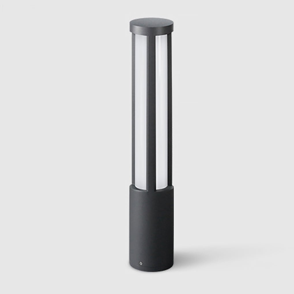 Modern LED Bollard Light, Black Cylindrical Pathway Post