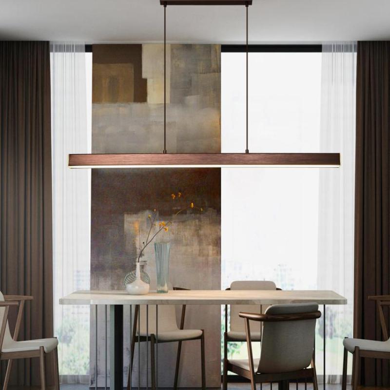 Linear LED Pendant Light, Black or Brown Dining Table Lamp
