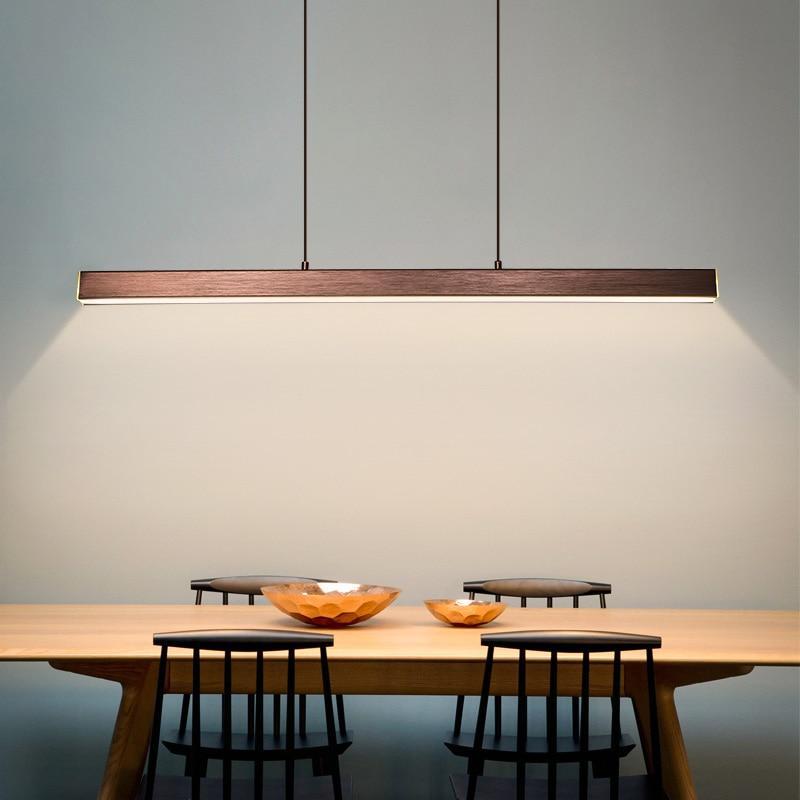 Linear LED Pendant Light, Black or Brown Dining Table Lamp