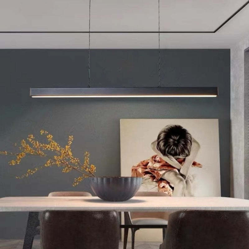 Linear LED Pendant Light, Black or Brown Dining Table Lamp