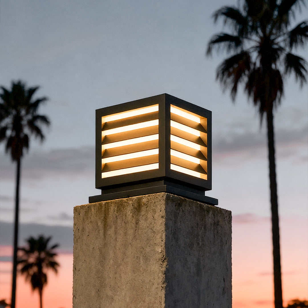 Post Cap Light, Square Solar or Hardwired Pillar Lantern