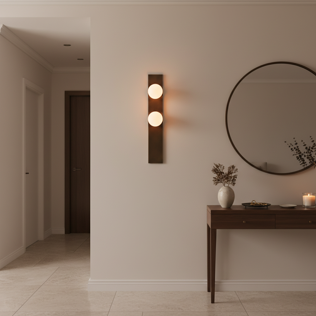 Brass Alabaster Globe Wall Light, Single or Double Sconce