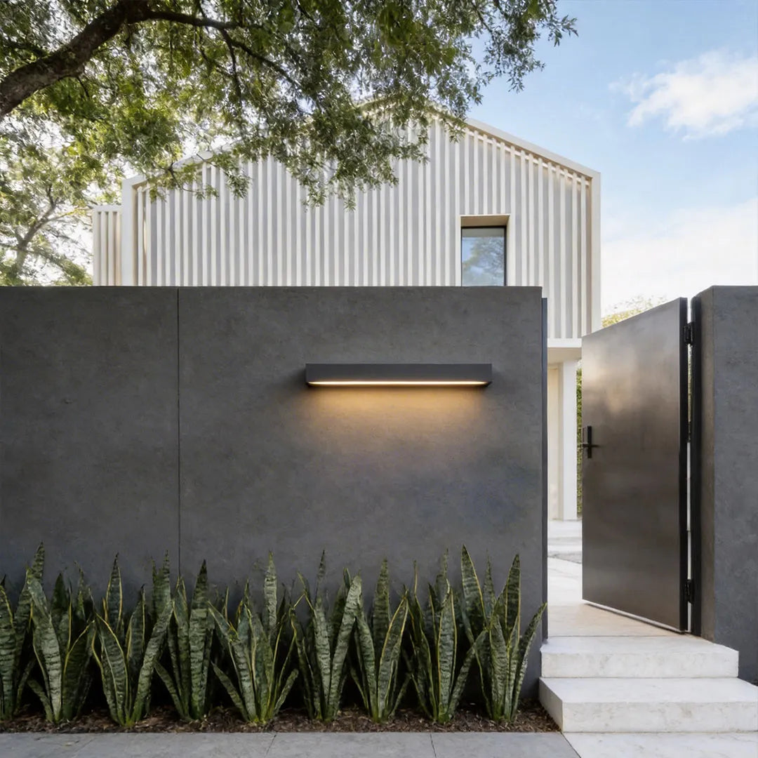 Modern Black LED Linear Porch Light, Outdoor Wall Sconce