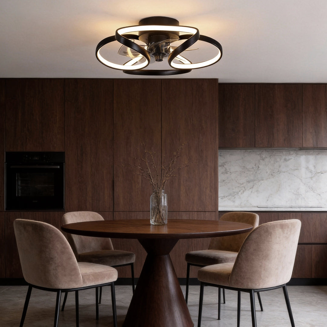 Flower Ceiling Fan with Light, Dimmable LED Flush Mount Fan