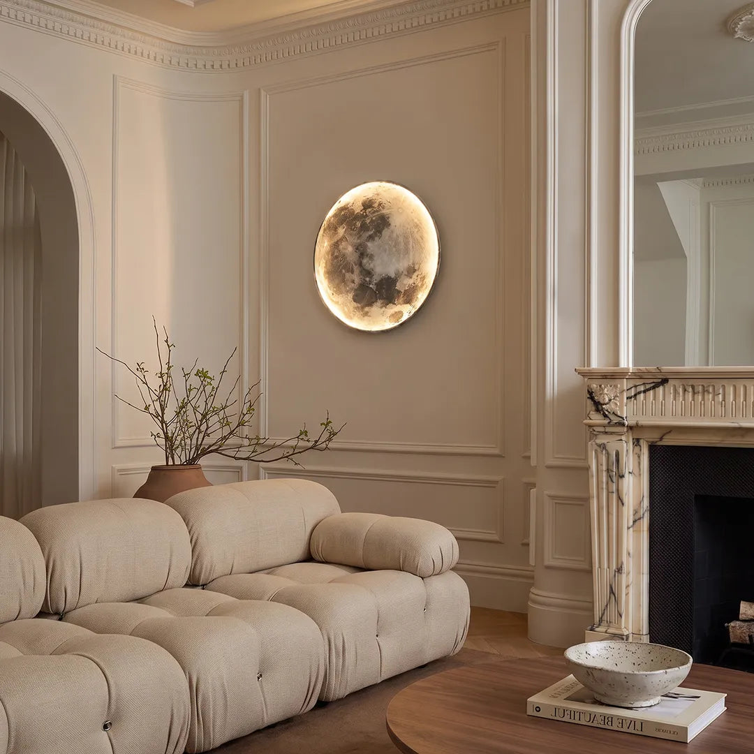 Full Moon Wall Light, Round LED Lunar Wall Art Lamp