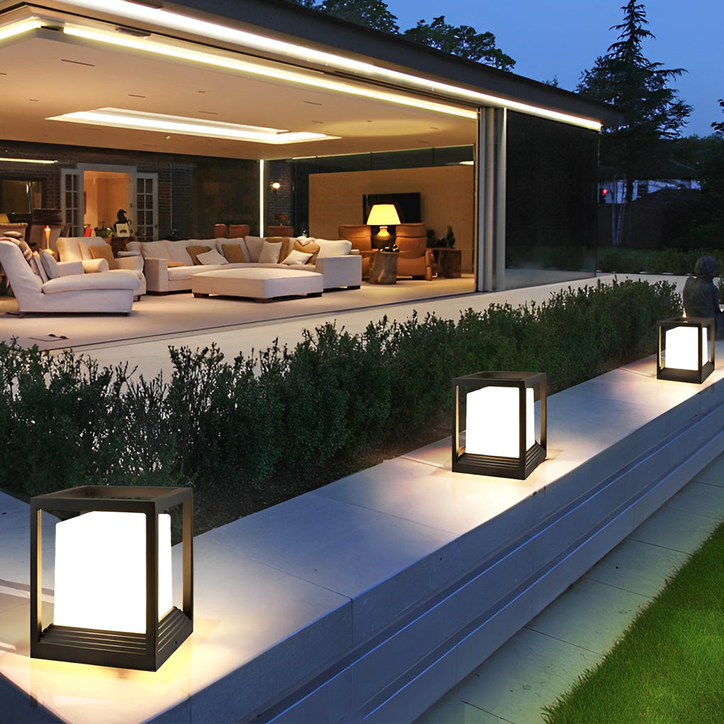 Garden Pedestal Light, Square Solar or Hardwired Post Lamp