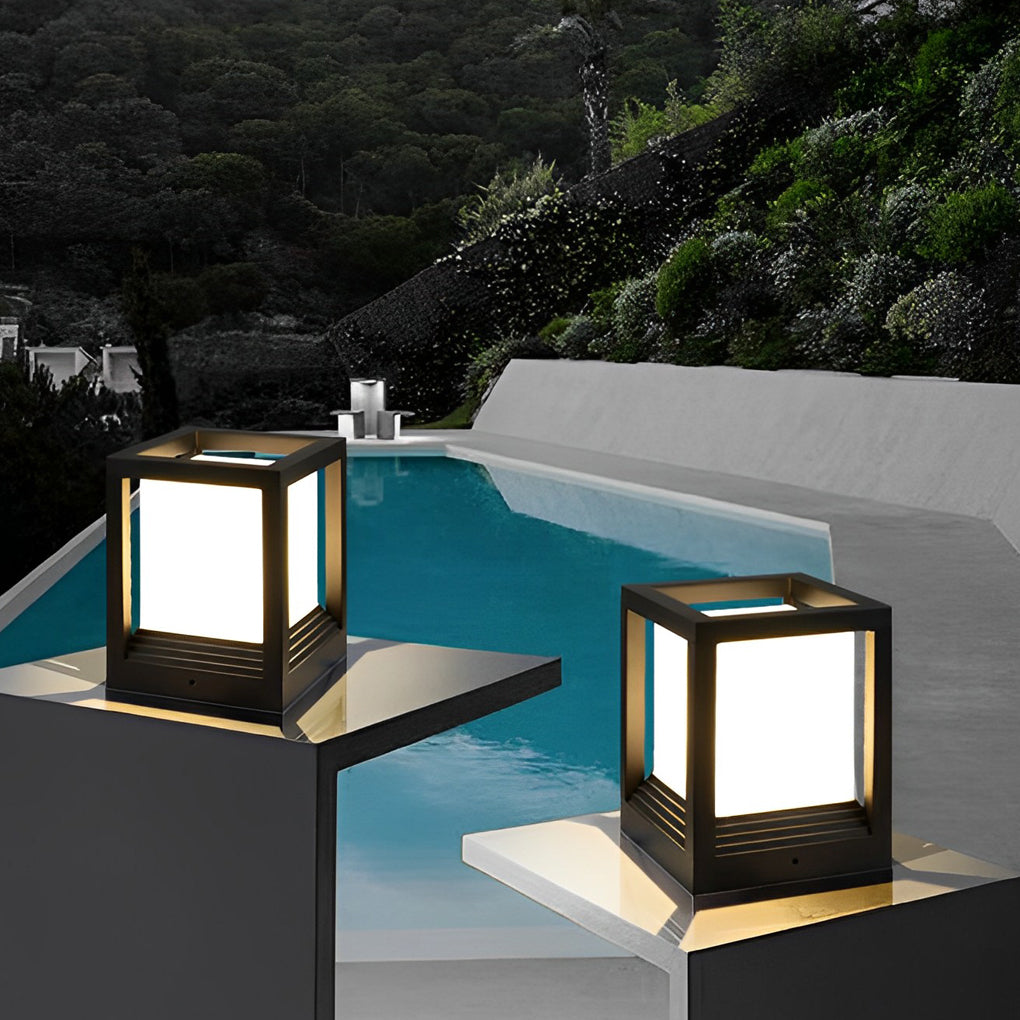 Garden Pedestal Light, Square Solar or Hardwired Post Lamp