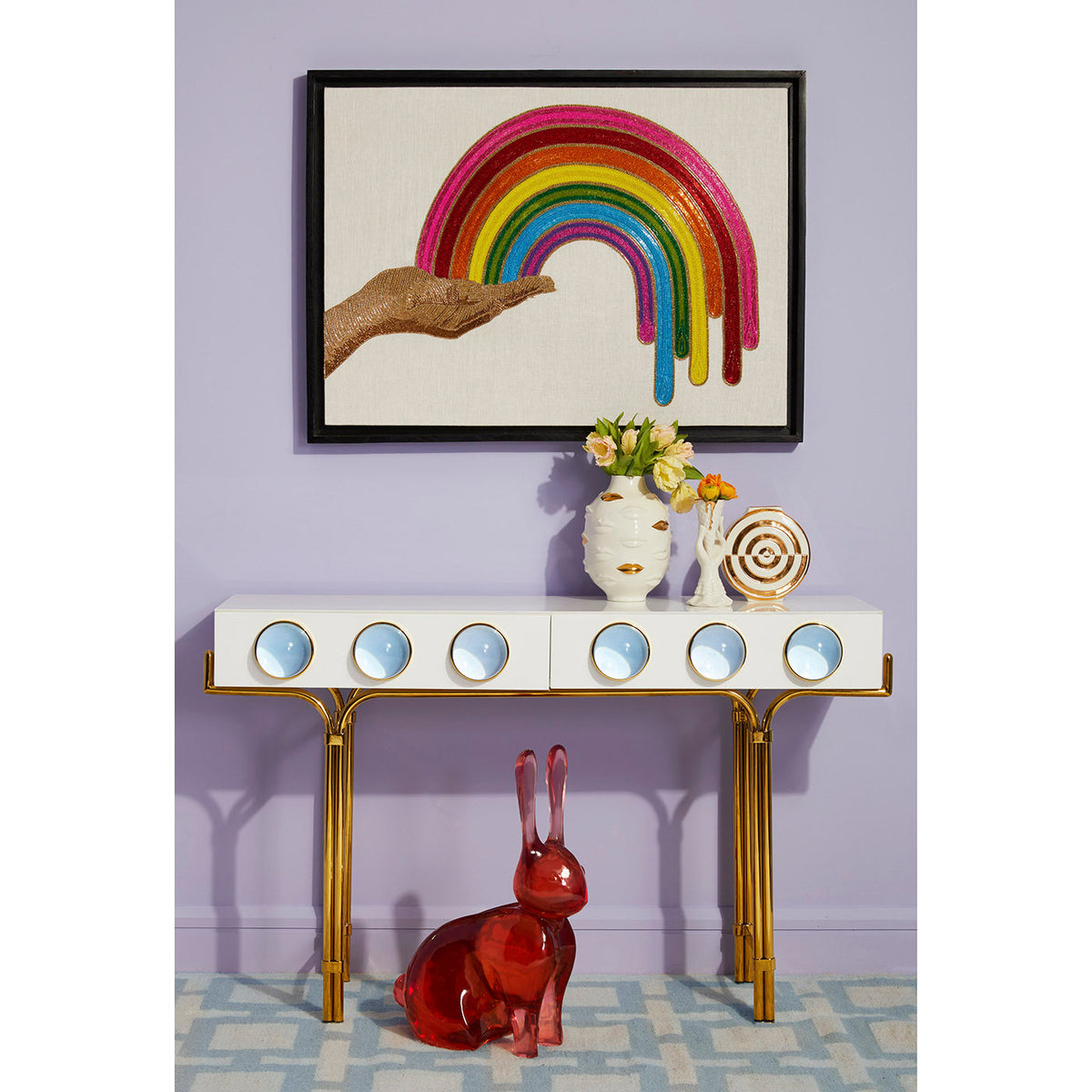 Acrylic Rabbit Sculpture, Giant Red Decorative Objet
