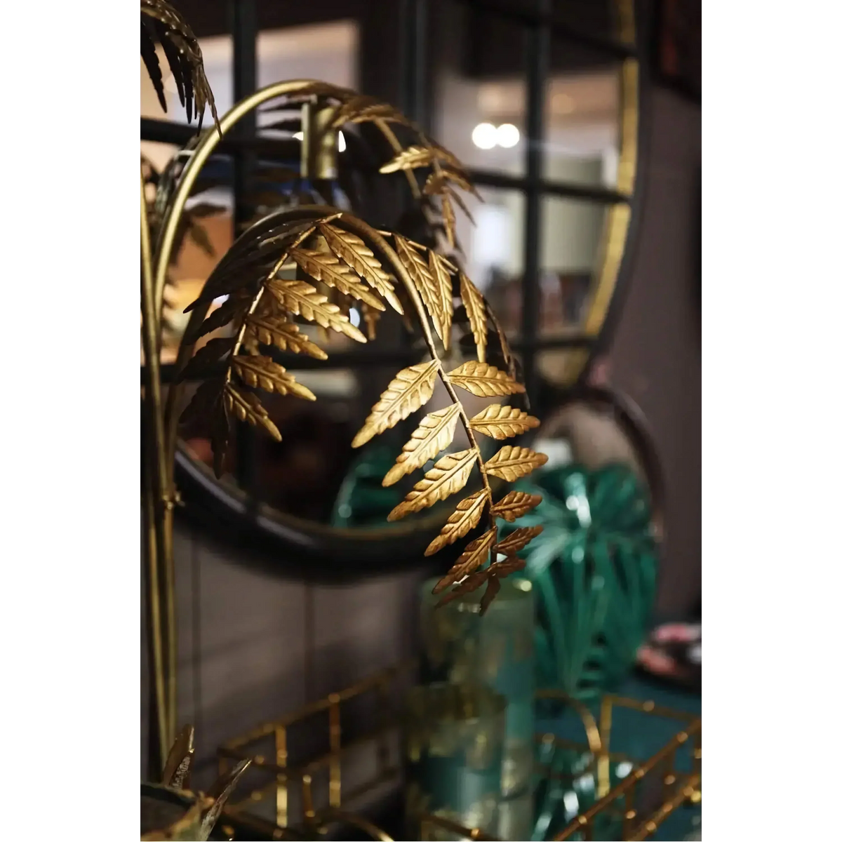 Gold Palm Tree Floor Lamp, Art Deco LED Statement Lamp