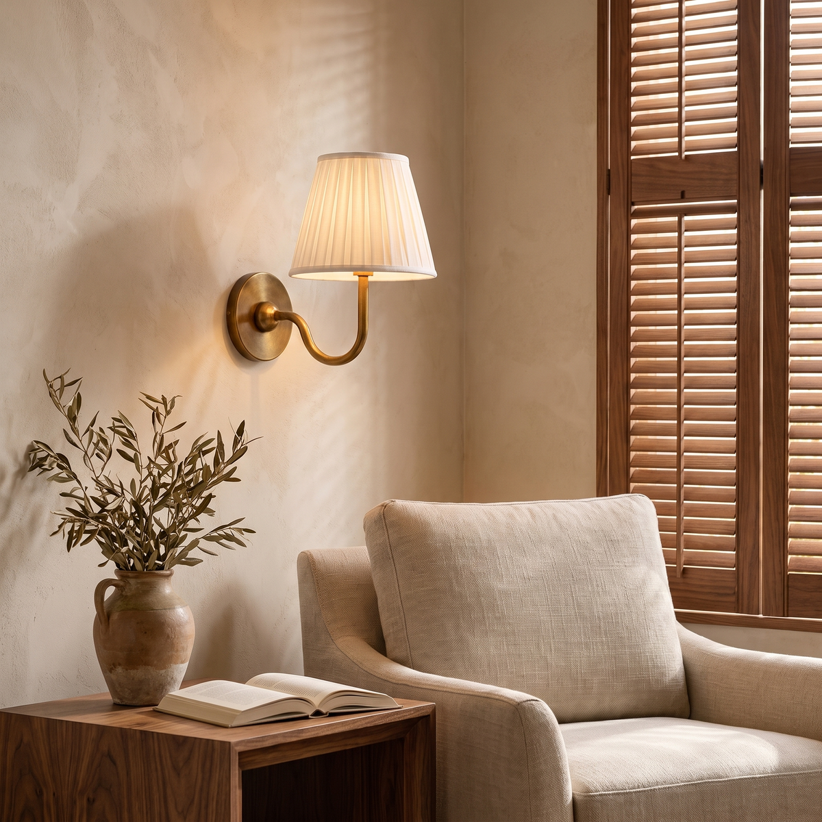 Pleated Fabric Shade Sconce in an elegant Italian setting