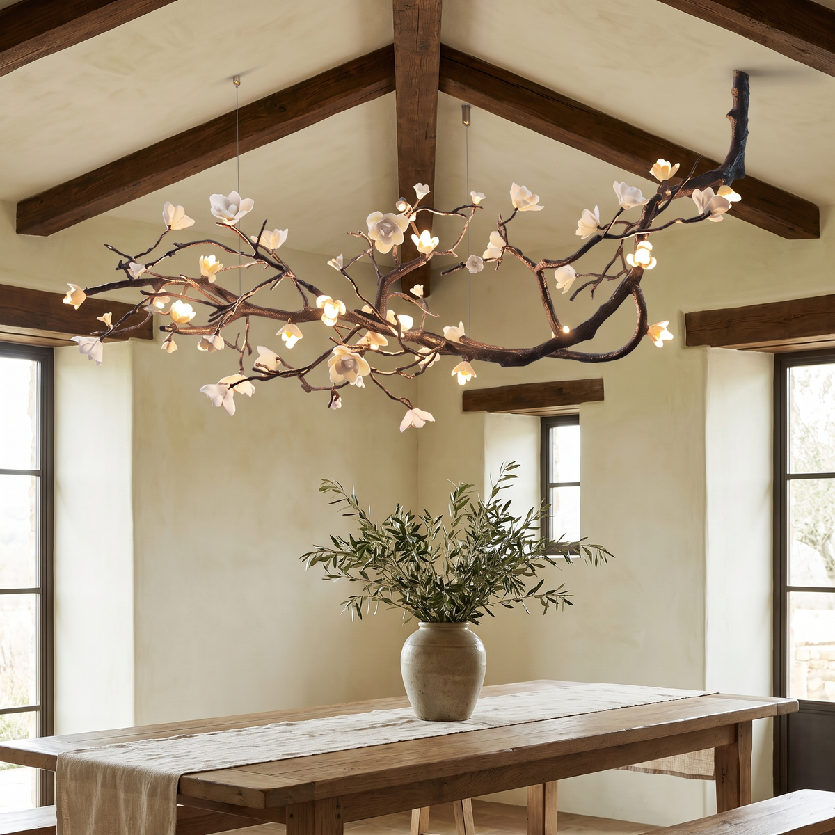 Ceramic Flower Branch Chandelier in an elegant Italian setting