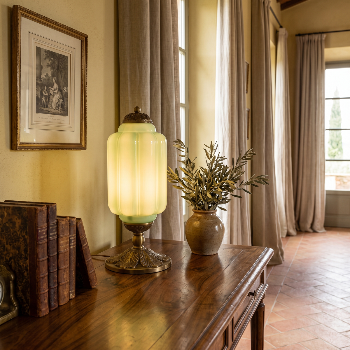 Ribbed Glass Table Lamp in an elegant Italian setting