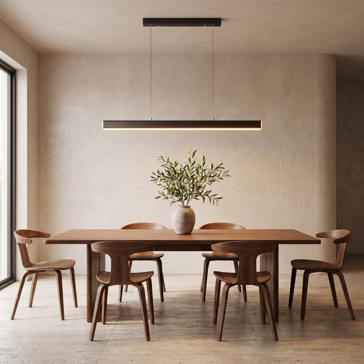 Linear LED Pendant in an elegant Italian setting