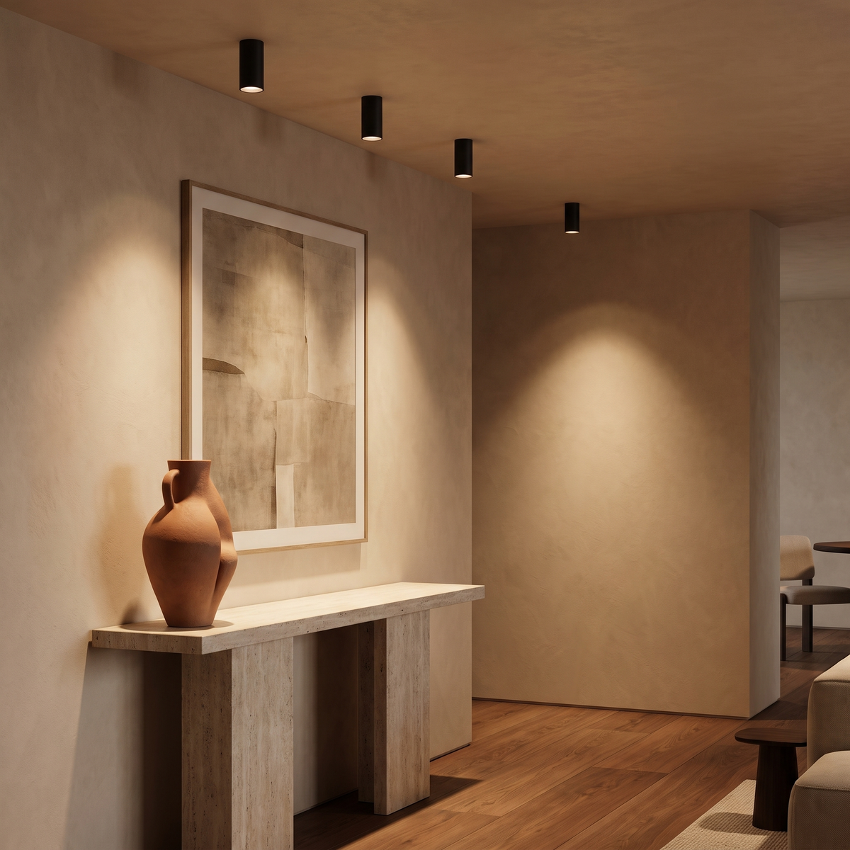 Surface Cylinder Downlight in an elegant Italian setting