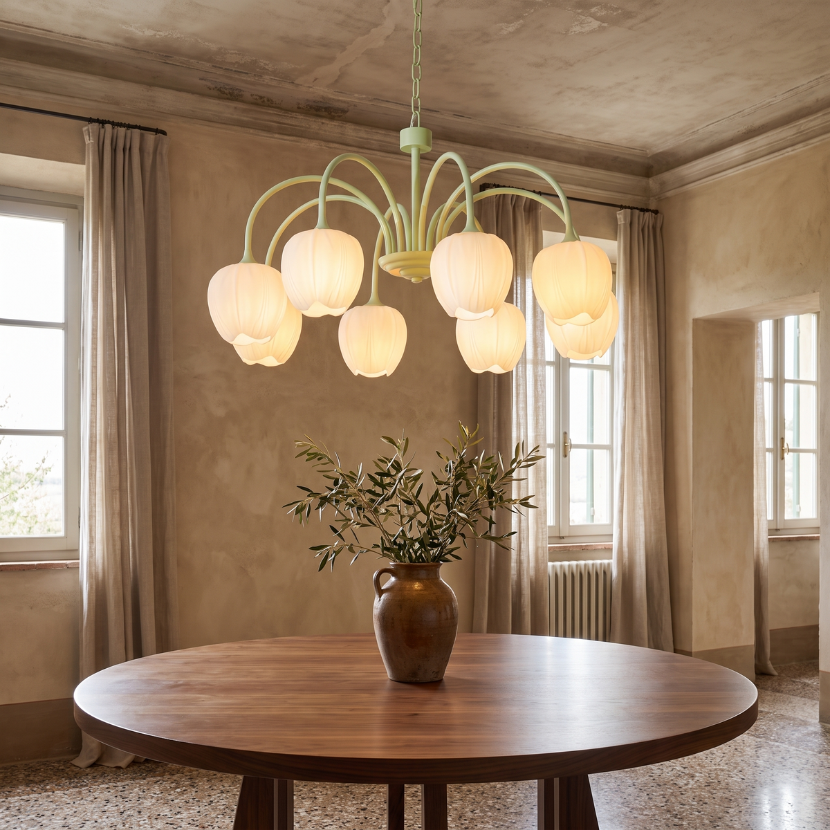 Tulip Glass Chandelier in an elegant Italian interior